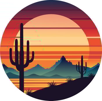 Sunset Arizona Landscape Minimal sunset design on white background for t-shirt artwork vector