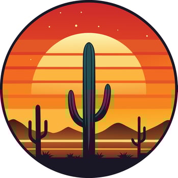 Cactus Illustration design Minimal sunset design on white background for t-shirt artwork vector