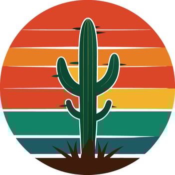 Cactus Minimal sunset design on white background for t-shirt artwork vector