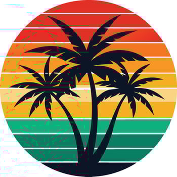 Tropical island Minimal sunset design on white background for t-shirt artwork vector