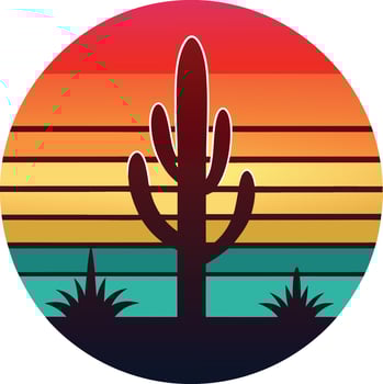 Cactus Minimal sunset design on white background for t-shirt artwork vector