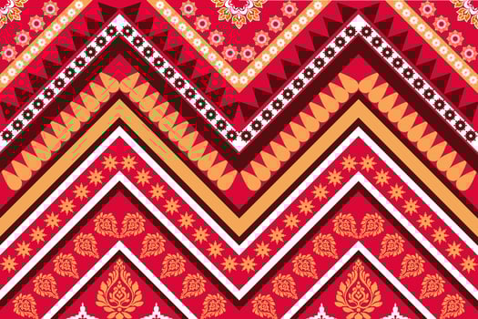 Tribal fabric pattern design, geometric shapes, colored triangles, tiles, ikat, embroidery, design for fabric pattern. Carpets, pillows, shirts, pants, bedding, curtains, patterns on glasses. vector