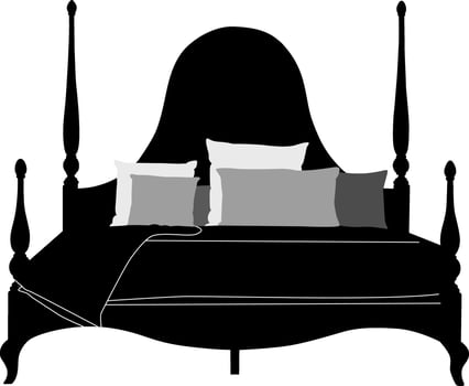 Silhouette simple bed design vector