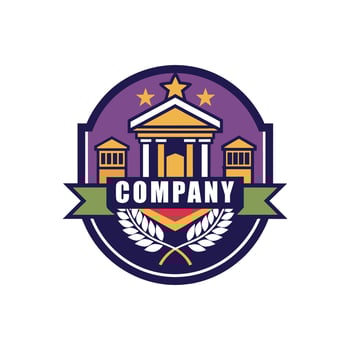 the company logo is purple and white vector