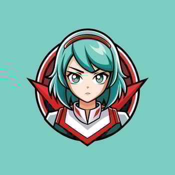 a cartoon character with green hair and red eyes vector