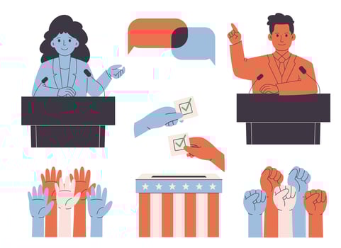 United States of America Presidential Election. Political debates concept with candidates. vector