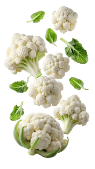 Whole cauliflower with leaves, transparent png