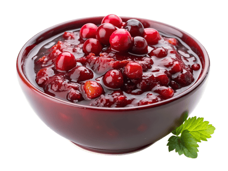 cranberry relish in ceramic bowl, isolated transparent png