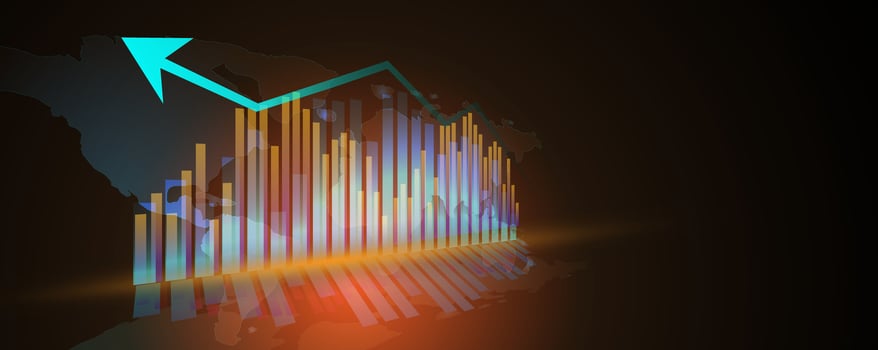Trading background. Arrows and candlestick stock market bullish point or uptrend chart Economic. illustration vector