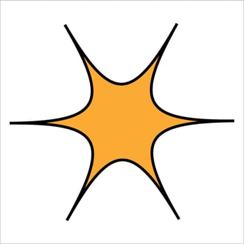 A yellow star with bold black lines on a white background vector