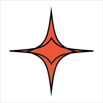 A striking red star featuring a bold black outline on a white background vector