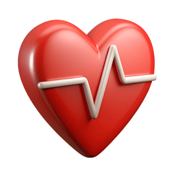 Red heart figure with cardiogram line on it 3d rendered illustration png