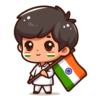 India flag cartoon boy holding india flag on transparant Background png