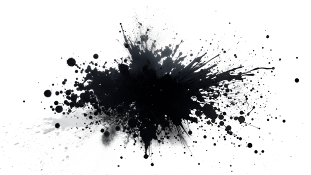 Black paint splash isolated on transparent background png