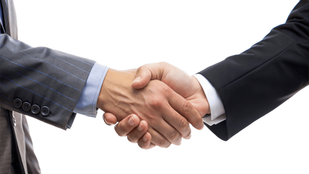 Business handshake closeup isolated on transparent background png