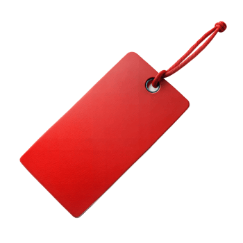 Red price tag isolated on transparent background png