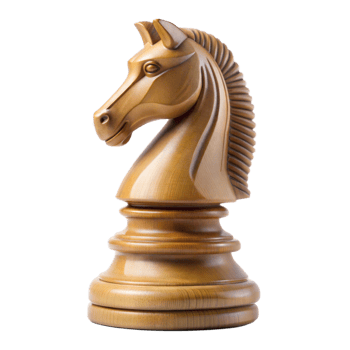 Wooden knight chess piece isolated on transparent background png