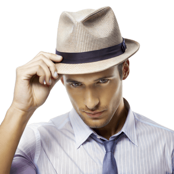 Man wearing fedora hat isolated on transparent background png