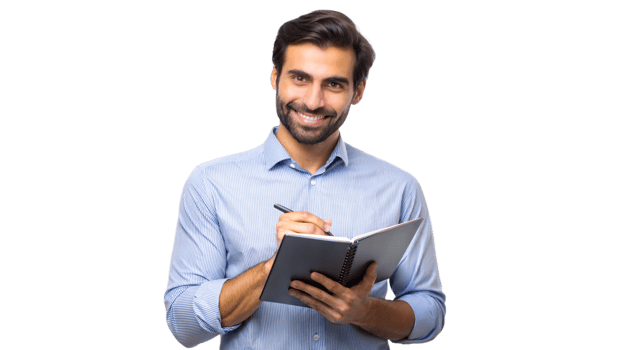 Man reading book isolated on transparent background png