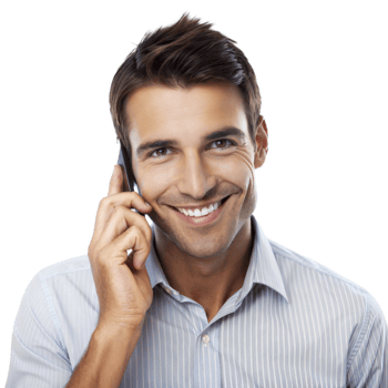 Man talking on smartphone isolated on transparent background png