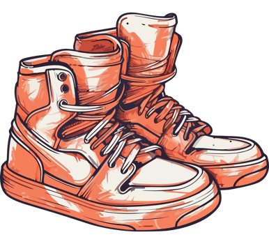 An orange pair of sneakers on a black background png