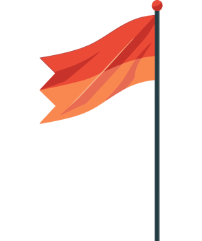 An orange and red flag on a pole png