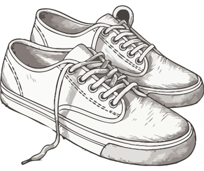 A drawing of a pair of white sneakers png