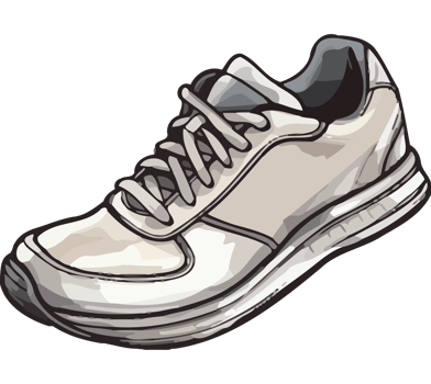A cartoon white running shoe png