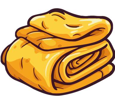 A yellow blanket with a folded edge png