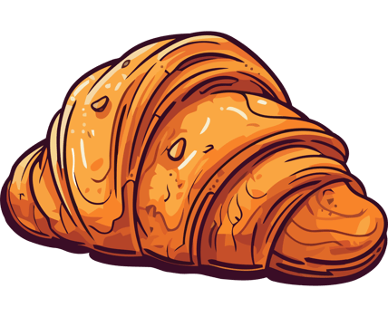 French gourmet meal croissant, baguette, and sweet pastry isolated png