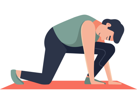 A man is kneeling on the floor with his hands on his knees png