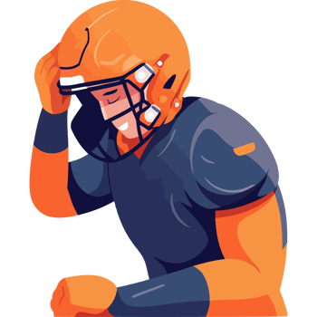 An illustration of a football player with his head down png