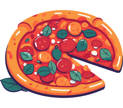 Freshly baked gourmet pizza with tomato isolated png