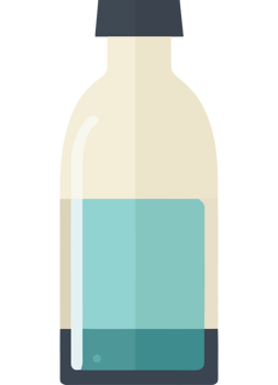 A bottle with a blue liquid inside png