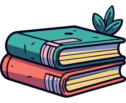 Stack of books with leaf on top png
