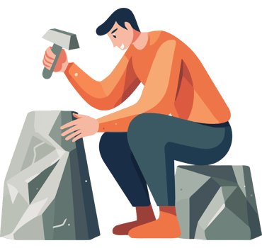 A man is hammering on a rock png