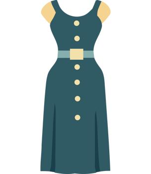 A dress with buttons and a belt png