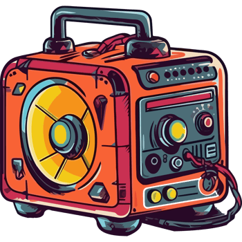 An orange and black radio with a speaker png