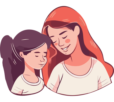 A mother and daughter are hugging each other png