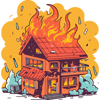 Fire burning house illustration png