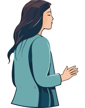 A woman standing with her hands out png