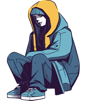 man sad sitting in depression isolated png