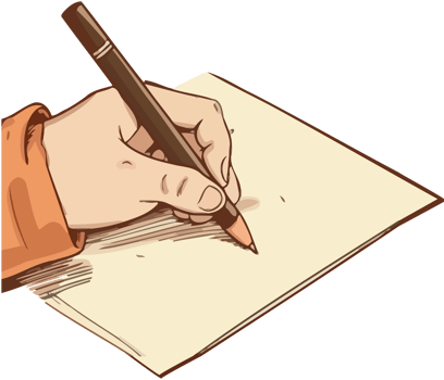 A hand writing on a piece of paper png