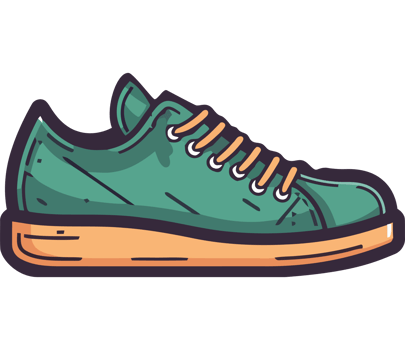 A green shoe with orange laces png