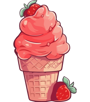 Ice cream with strawberry on top png
