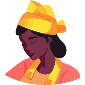 A woman wearing a yellow hat and a scarf png