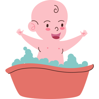 Baby in bathtub illustration png
