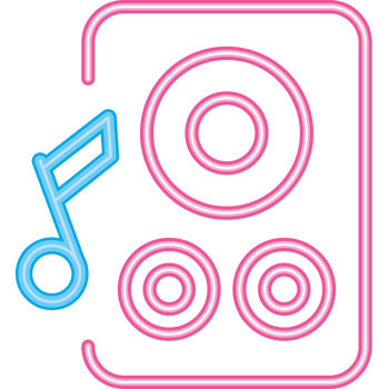 A neon sign with a music player and a note png