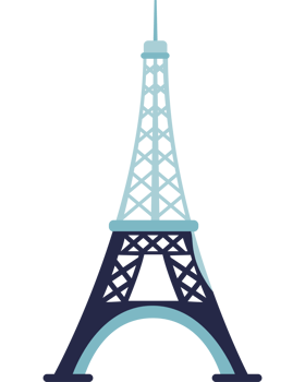 The eiffel tower is shown in blue and white png