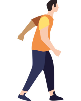 Man walking with his arm out and his arm out png